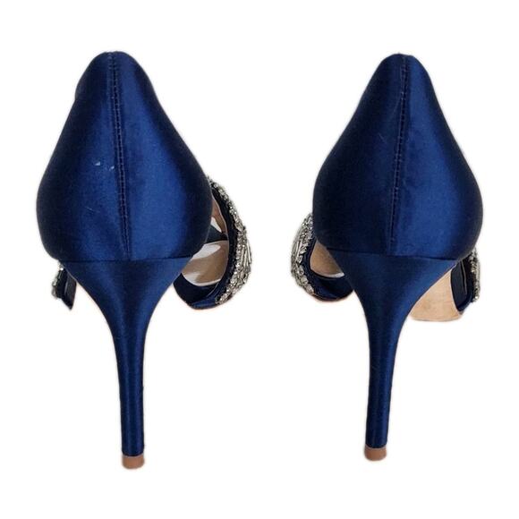 Badgley Mischka Candace Dress Pump Stormy Blue Peep Toe Embellished Size 9 1/2 - Picture 5 of 10